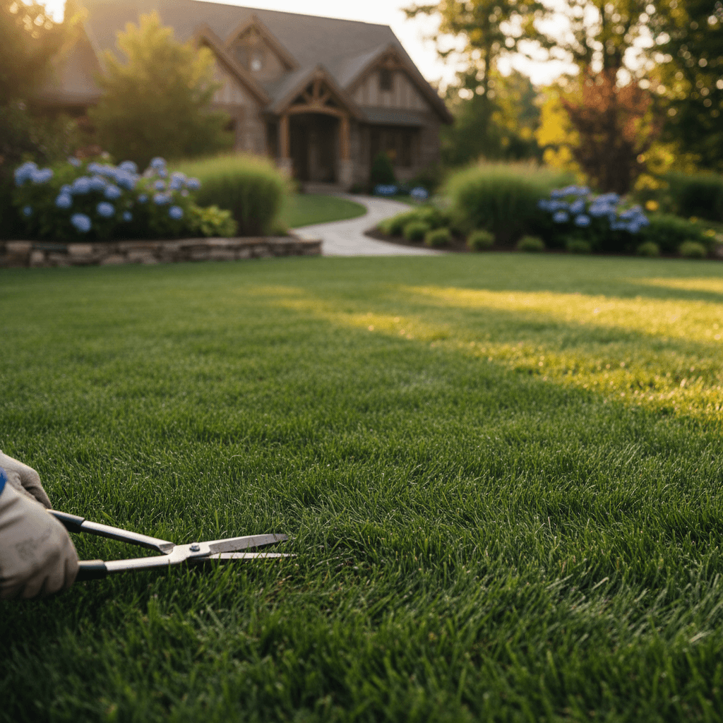 Professional landscaping work in Sherman, Texas showing manicured lawn care and property maintenance