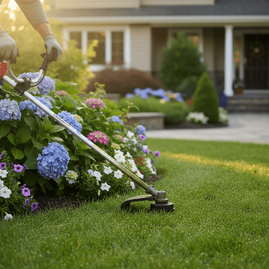 Lawn maintenance and edging work